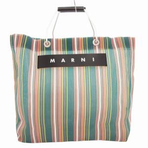 フラワーカフェ メッシュトートバッグ ハンドバッグ ストライプ ロゴ ナイロン マルチカラー /GV