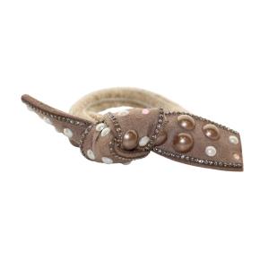 acca ブリジット ドレスポニー スエード ヘアゴム ヘアアクセサリー 髪留め ラインストーン 茶 ブラウン /AQ