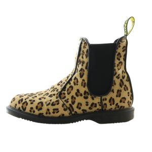 Dr.Martens レオパードサイドゴアブーツ ショート ラウンドトゥ ヒョウ柄 ハラコ UK5 24.0cm 黒 ブラック