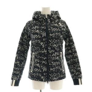 リップ中綿キルティングブルゾン ジャケット フード 総柄 ロゴプリント ジップアップ 0 黒 ブラック