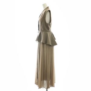 SNIDEL 24AW ベルティッドペプラムスイッチングワンピース プリーツ ノースリーブ ロング マキシ丈 0 S モカ ベージュ SWFO244103