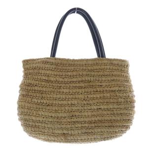 IL BISONTE かごバッグ ハンドバッグ ロゴ べージュ 黒 ブラック