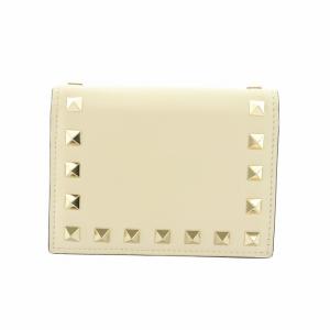 VALENTINO GARAVANI ロックスタッズ スモール ウォレット 二つ折り財布 カーフスキン ベージュ WW0P0P39BOL  /AQ