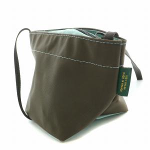 Hervé Chapelier ナイロン舟型ショルダーバッグXS バイカラー 茶 ブラウン 水色 ライトブルー 1927N /BB OF