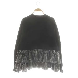 BEAUTY&YOUTH UNITED ARROWS スウェット×ベロアティアード プルオーバー 長袖 フリル コットン F 黒 ブラック