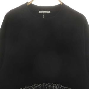 BEAUTY&YOUTH UNITED ARROWS スウェット×ベロアティアード プルオーバー 長袖 フリル コットン F 黒 ブラック