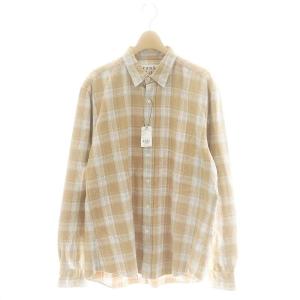 タグ付き FINBAR CGYF フランネルチェックシャツ 長袖 L ベージュ /KO OS SH
