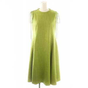 ショルダーレーシングドレス ワンピース ロング丈 ミモレ丈 ノースリーブ 0 XS 緑 グリーン /YQ