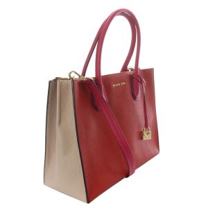 MICHAEL KORS Mercer Large 2WAY バッグ ハンドバッグ ショルダーバッグ 赤 レッド べージュ