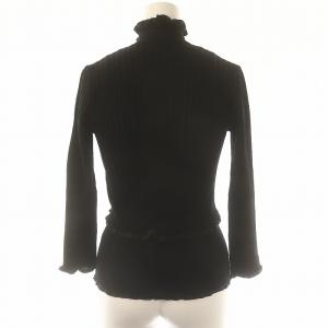 PAULE KA フリルニットアンサンブル カーディガン 長袖 タンクトップ ノースリーブ リブ シルク S 黒 ブラック