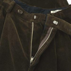 AURALEE WASHED SHANKAR WIDE CORDUROY SLACKS パンツ テーパード タック コーデュロイ 1 茶 ブラウン