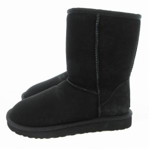 UGG W CLASSIC SHORT ムートンブーツ ショート スエード ボア 24cm 黒 ブラック 5825