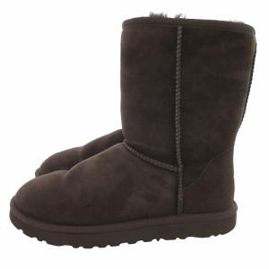 UGG W CLASSIC SHORT ムートンブーツ ショート スエード ボア 24cm 茶 ブラウン /JS