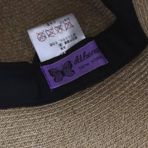 Athena New York ストローハット 麦わら帽子 リボン ベージュ 紺 ネイビー /AK22