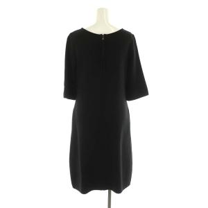 FOXEY BOUTIQUE ミラノリブニットワンピース 七分袖 ミモレ ロング ウール 38 黒 ブラック /NR OS