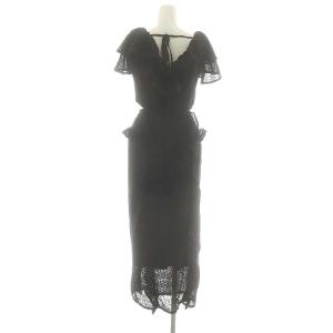 Lily Brown LilyBrown 24SS ストレッチレースラッフルワンピース ロング フレンチスリーブ 1 黒 ブラック /HK OS