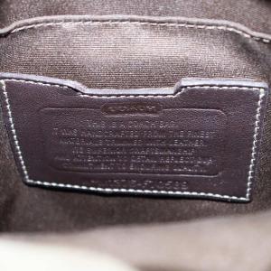 COACH シグネチャー ヘリテージ ストライプ クロスボディ ショルダーバッグ PVC レザー ベージュ 茶 ブラウン