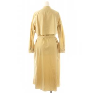 LOUNIE ヨークデザインシャツワンピース 長袖 ロング 前開き ベルト付き 36 ベージュ /NR OS