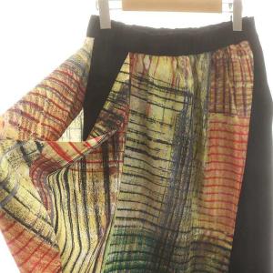 ADORE 24AW ドローイングチェックプリントスカート ロング アシンメトリー 38 M マルチカラー 531-4220012