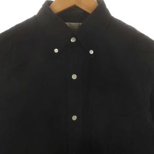 UNUSED シャツ ボタンダウン 長袖 フリンジ リネン混 黒 ブラック /MF OS AD