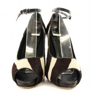 D&G パンプス ハラコ オープントゥ ストラップ 35 黒 /MM OF