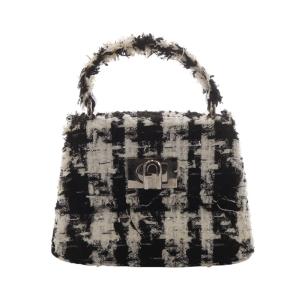 1927 S ハンドバッグ ツイード 黒 ブラック 白 ホワイト /AK23