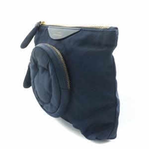 ANYA HINDMARCH スマイルポーチ 小物入れ ロゴ 紺 ネイビー /BB OF