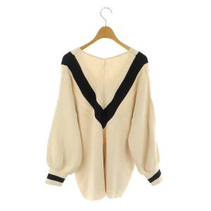 Diagram GRACE CONTINENTAL バイカラールーズニットトップ セーター 長袖 コットン混 36 エクリュ