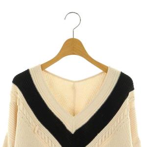 Diagram GRACE CONTINENTAL バイカラールーズニットトップ セーター 長袖 コットン混 36 エクリュ