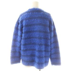 Diagram GRACE CONTINENTAL 24SS フェザーツイードニットカーディガン 長袖 Vネック ファー 36 青 ブルー