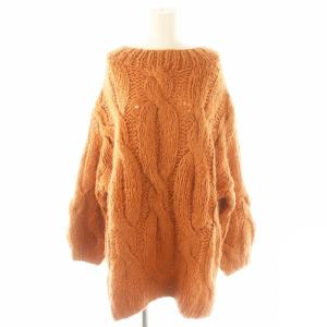 HAND ケーブルプルオーバー ニット セーター 長袖 オレンジ /HK OS