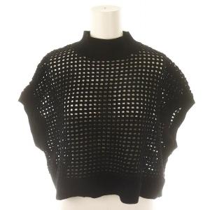 24SS メッシュニット ベスト プルオーバー クロップド ショート丈 36 黒 ブラック