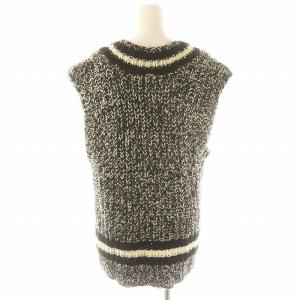 Grace Class 23AW ハンドニットジレ ベスト Vネック チュニック 36 黒 白 アイボリー /DO OS