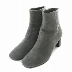 Odette e Odile ショートブーツ スクエアトゥ チャンキーヒール スエード レザー 切替 23.5cm グレー /BB OF