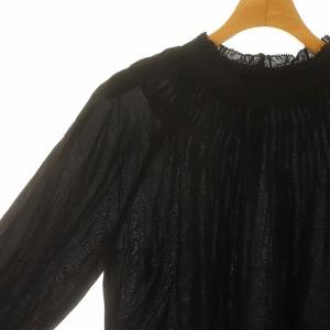 Spick&Span 24SSコットンボイルタックフリルブラウス 長袖 プルオーバー F 黒 ブラック