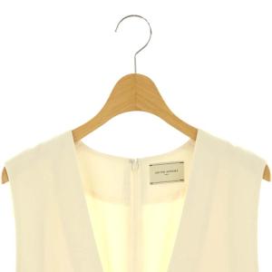 UNITED ARROWS Vネックジャンパースカート ロング ミモレ丈 ノースリーブ 38 オフホワイト