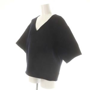 MADISONBLUE WOOL V NECK PULL OVER プルオーバー カットソー ニットソー 五分袖 Vネック 0 紺 ネイビー