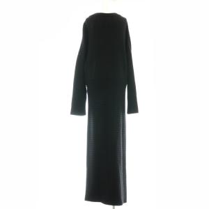 CHRISTIAN DADA ニットワンピース ロング 長袖 スリット ウール 36 黒 ブラック /DO OS