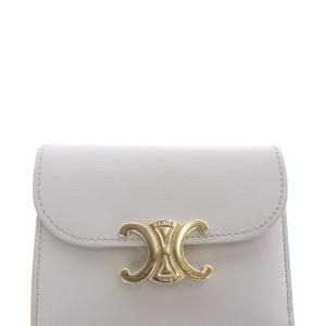 CELINE 23年 トリオンフ コンパクトウォレット ライトグレー