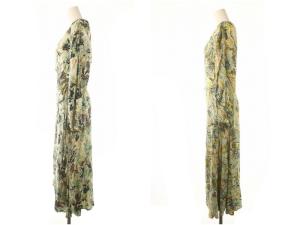 DIANE von FURSTENBERG リバーシブルラップワンピース ロング丈 マキシ丈 長袖 リボン付き F 黄 イエロー マルチカラー /YQ