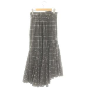 SNIDEL 23AW ベルテッドヘムフレアスカート ロング丈 マキシ丈 フレア チェック柄 ベルト付き 1 M グレー