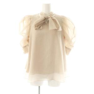 23AW Sustaina オーガンシースルーブラウス プルオーバー 五分袖 パフスリーブ バックリボン