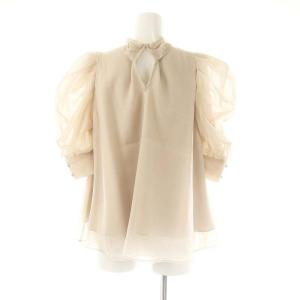 SNIDEL 23AW Sustaina オーガンシースルーブラウス プルオーバー 五分袖 パフスリーブ バックリボン
