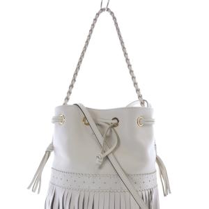 J&M DAVIDSON カーニバル レザー フリンジ ショルダーバッグ ホワイト