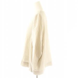 fog linen work リネン ノーカラーブラウス プルオーバー 長袖 ライトグレー