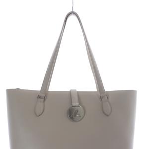 agnes b. 近年モデル メタルチャーム トートバッグ ハンドバッグ レザー べージュ /SR10