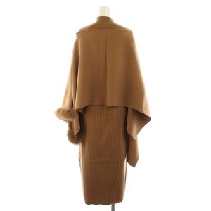 Diagram GRACE CONTINENTAL 2点セット ファーポンチョ付ニットワンピース ロング 長袖 リブ アウター ジャケット 36 茶 ブラウン