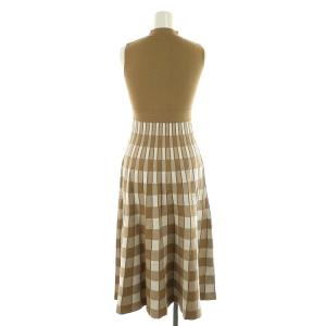 Diagram GRACE CONTINENTAL チェックニットワンピース ロング ノースリーブ 切替 36 ベージュ 白 ホワイト