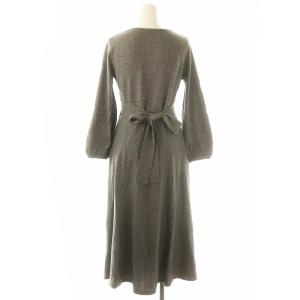 GRACE CONTINENTAL フラワー刺繍ニットワンピース ロング 長袖 36 グレー