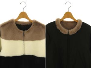 GRACE CONTINENTAL リバーシブル エコファーマルチブルゾン ジャケット 36 黒 ベージュ 白 茶